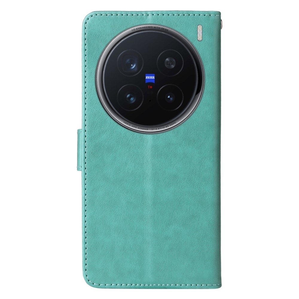 Virágos könyvtáska a Vivo X200 Pro 5G készülékhez - teáskék