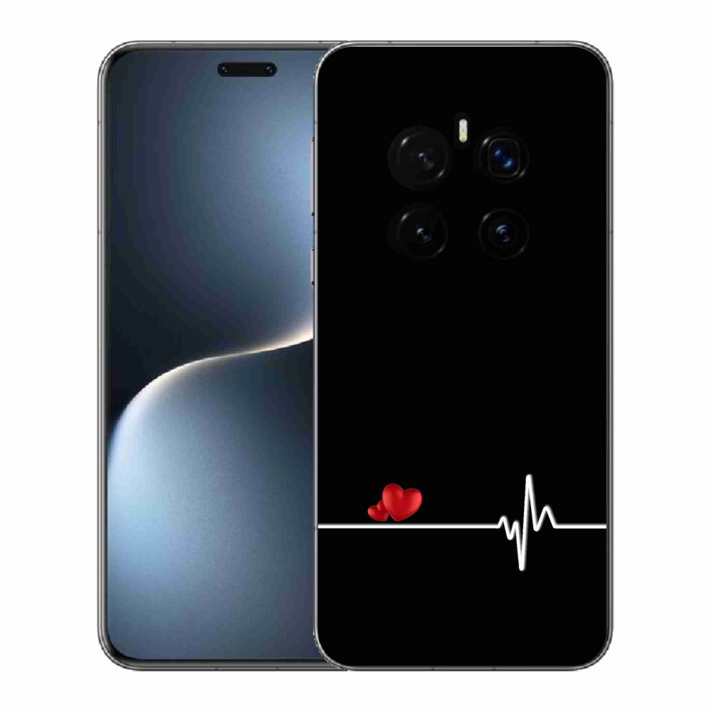 Gél borító mmCase a Honor Magic 7 Pro 5G-n - szív és szívverés fekete háttérrel