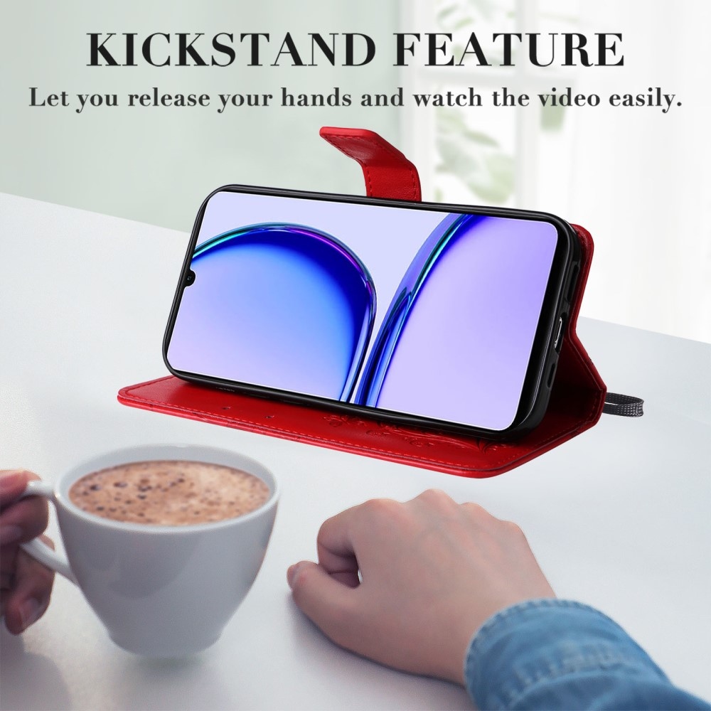 Nagy pillangó könyvtáska a Realme C51/C53 készülékhez - piros színben