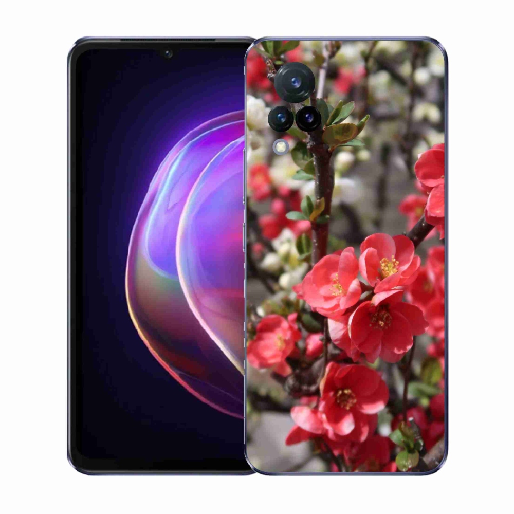 Gél borító mmCase a Vivo V21 4G/5G készülékhez - piros virágok