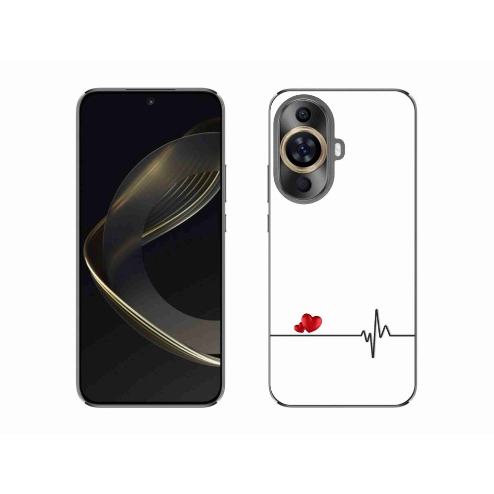 Gél borító mmCase a Huawei Nova 11-en - szív és szívverés fehér háttérrel