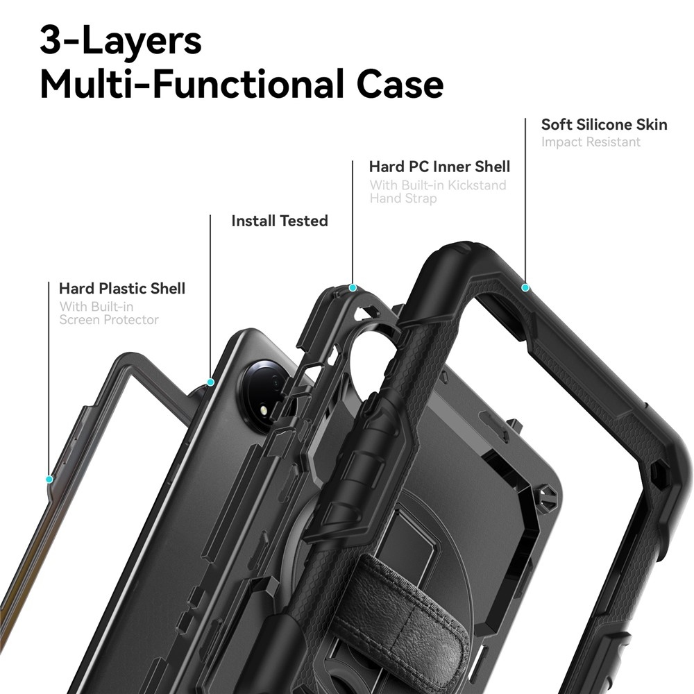 Strapabíró borító kéztartóval és vállpánttal Xiaomi Redmi Pad SE 8.7 - fekete