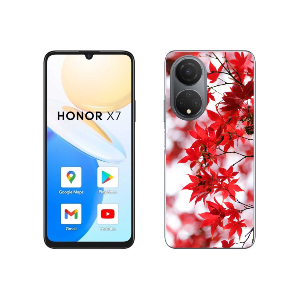 Zselés borítás mmCase a Honor X7-hez - piros levelek