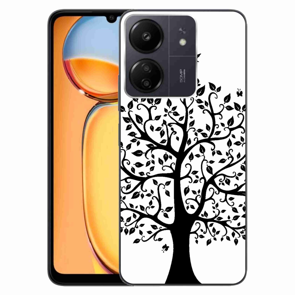 Gél borítás mmCase a Xiaomi Poco C65/Redmi 13C számára - fekete és fehér fa