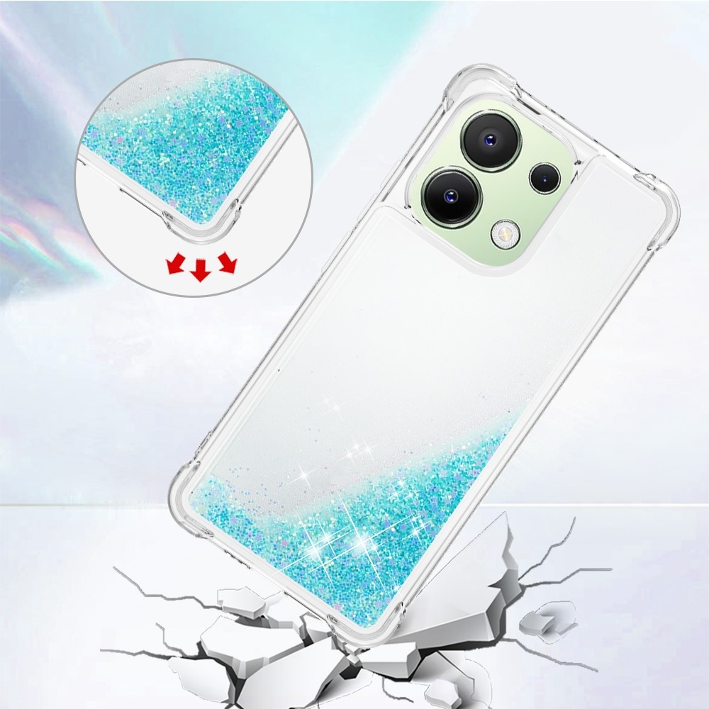 Glitter zselés homokóra tok Xiaomi Redmi Note 13-hoz - kék/csillagok