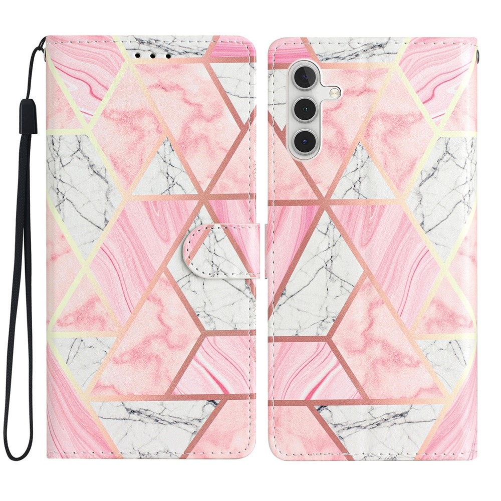 Egyedi könyvtáska Samsung Galaxy S25 FE készülékhez - rózsaszín márvány