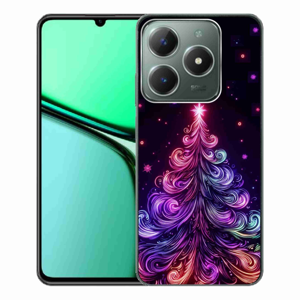 Gél borítás mmCase a Realme C61 készülékhez - neon karácsonyfa 1