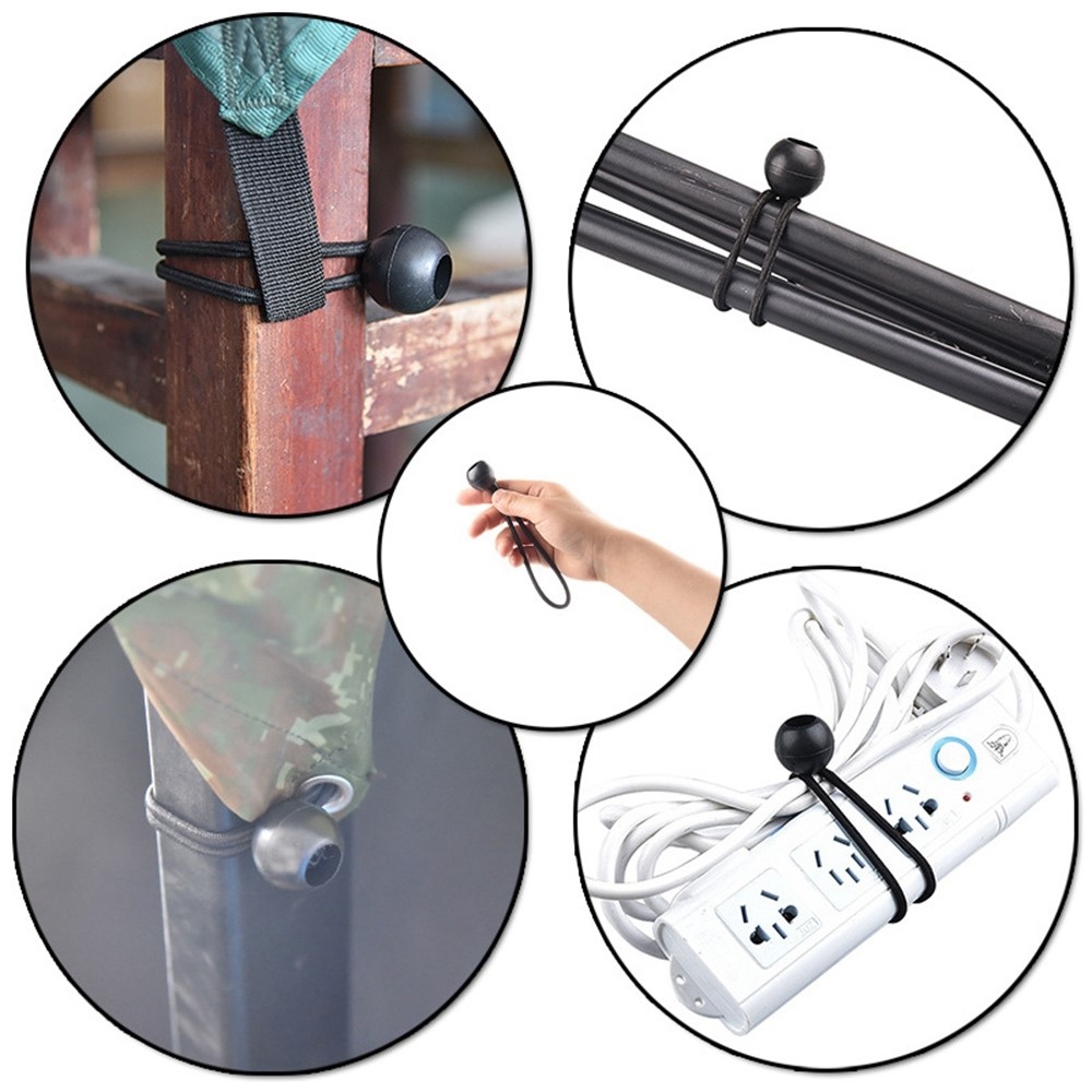 Feszítő gumizsinór műanyag golyóval sátrakhoz és ponyvákhoz 15,5 cm (10 db) - fekete/fehér