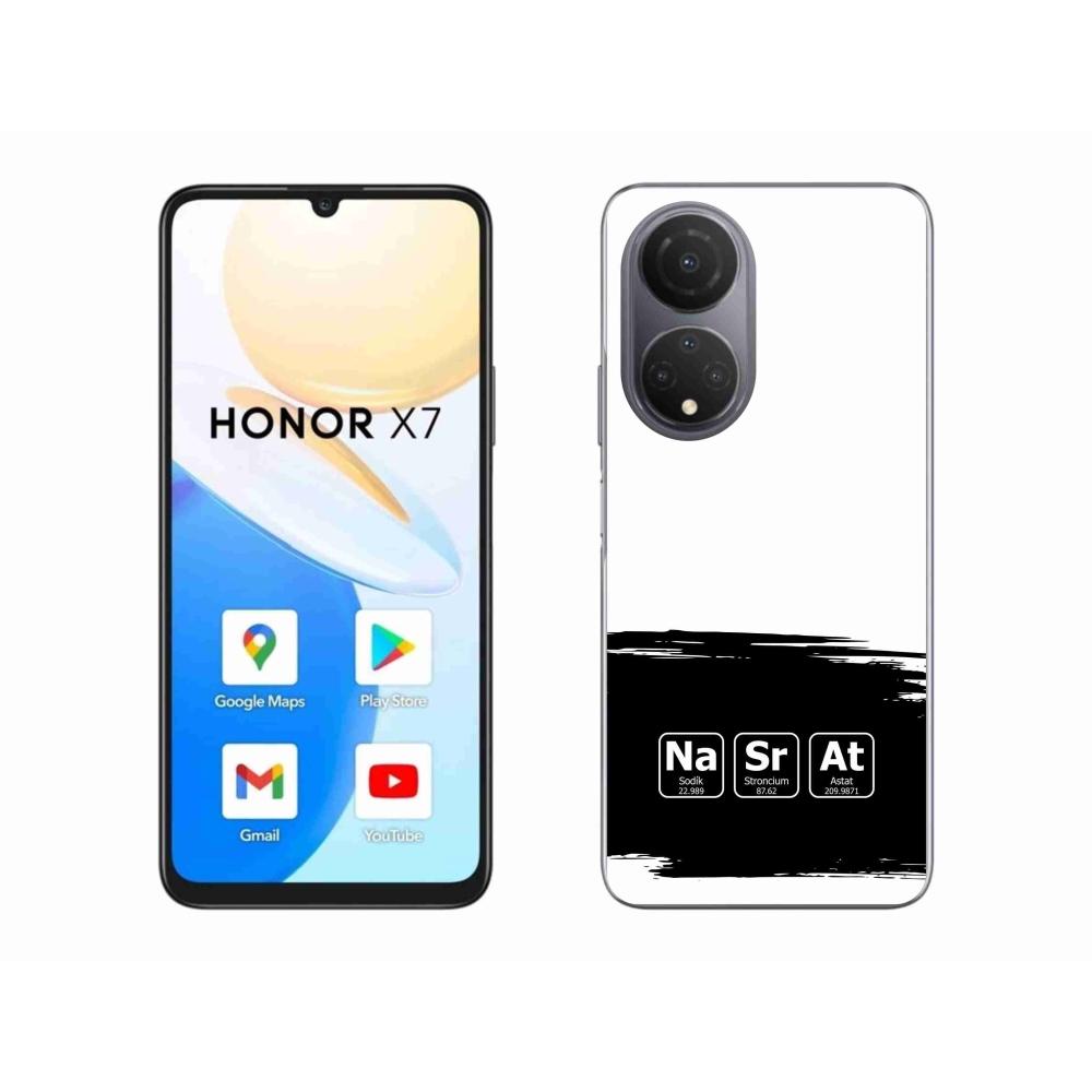 Gél borító mmCase a Honor X7-en - kémiai elemek fekete és fehér háttérrel