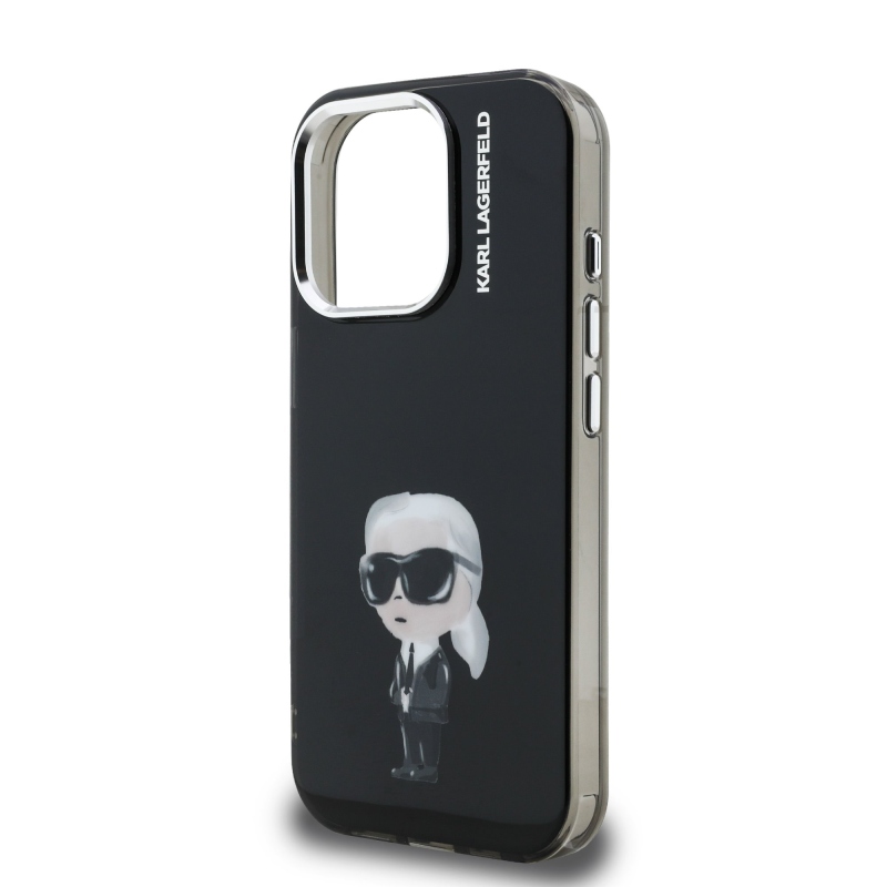 Karl Lagerfeld IML Aquarelle Karl hátlap iPhone 15 Pro Max készülékhez Fekete