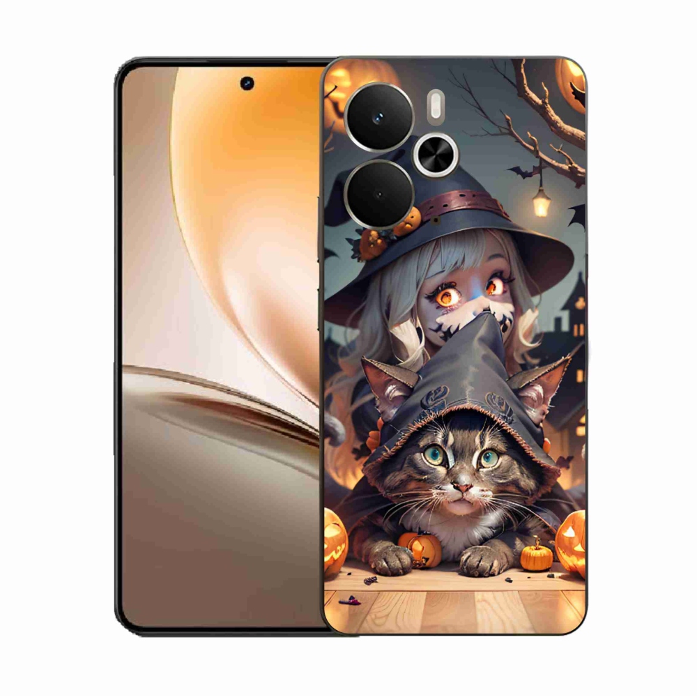 Gél borítás mmCase a Realme 14 5G/14T 5G számára - boszorkány macskával