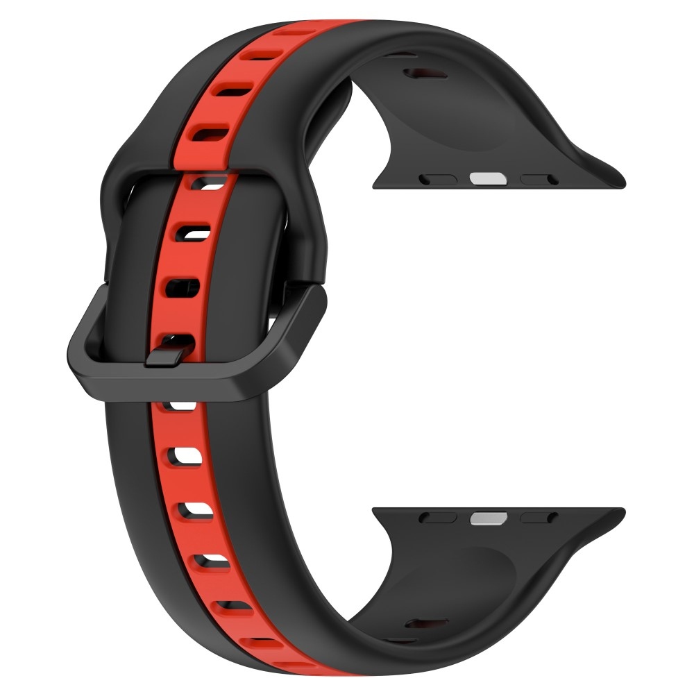 Szíj szilikon szíj Apple Watch Ultra/Ultra 2 49mm/SE/SE 2022/2023 44mm/9/8/7 45mm/6/5/4 44mm/3/2/1 42 mm - fekete/piros