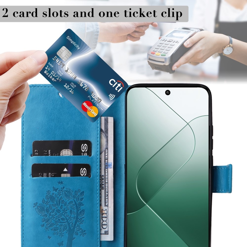 Fák könyve tok Xiaomi 14 - kék