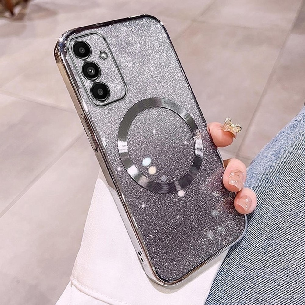 Fokozatos zselés csillogó tok MagSafe támogatással Samsung Galaxy S25+ készülékhez - ezüst színű