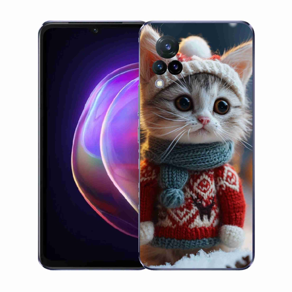 Gél borítás mmCase a Vivo V21 4G/5G készülékhez - cica pulóverben