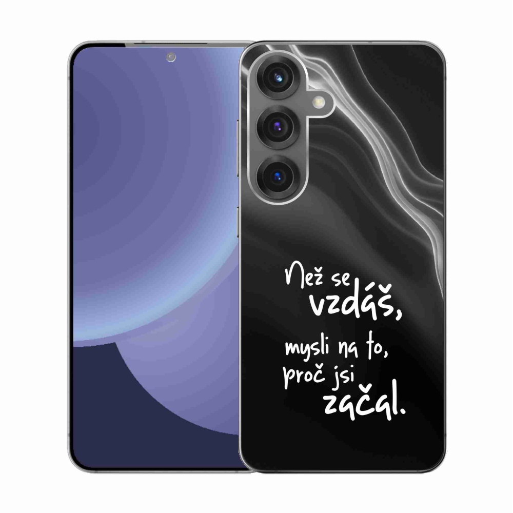 Gél borítás mmCase Samsung Galaxy S25 - idézet 2 fekete háttérrel