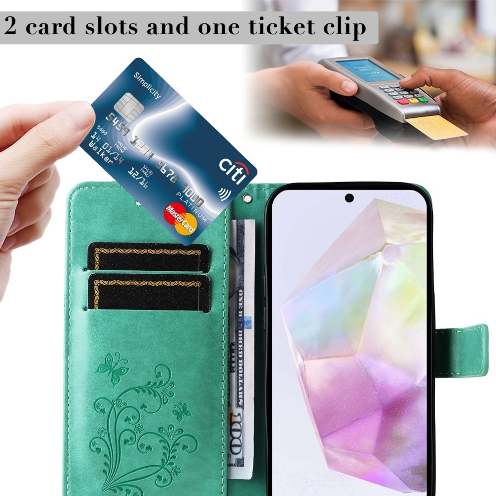 Nagy pillangó könyv tok Samsung Galaxy A36 5G - teáskék színben