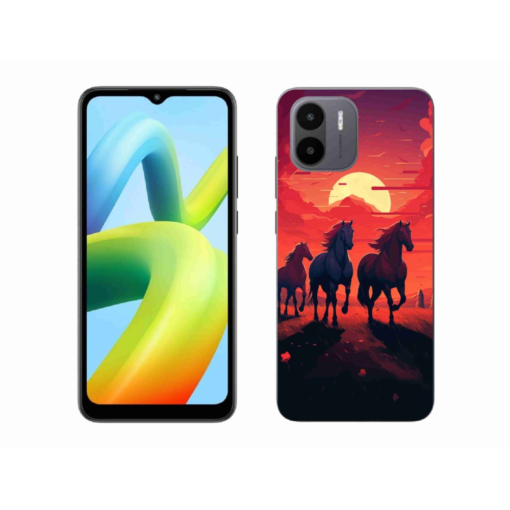 Gél borító mmCase a Xiaomi Redmi A1/Redmi A2 - lovak és naplemente számára