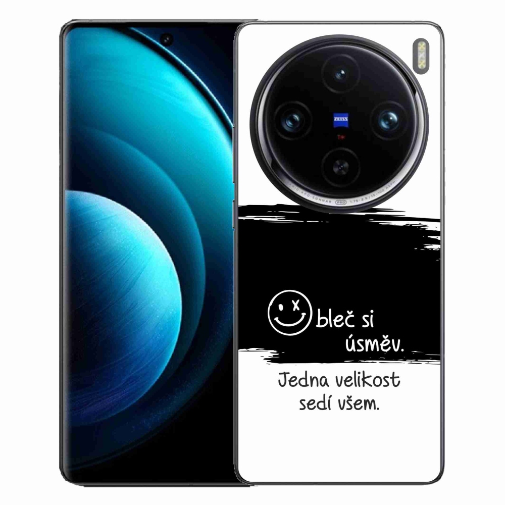 Gél borító mmCase a Vivo X100 Pro 5G készülékhez - vicces szöveg 8 fekete-fehér háttérrel