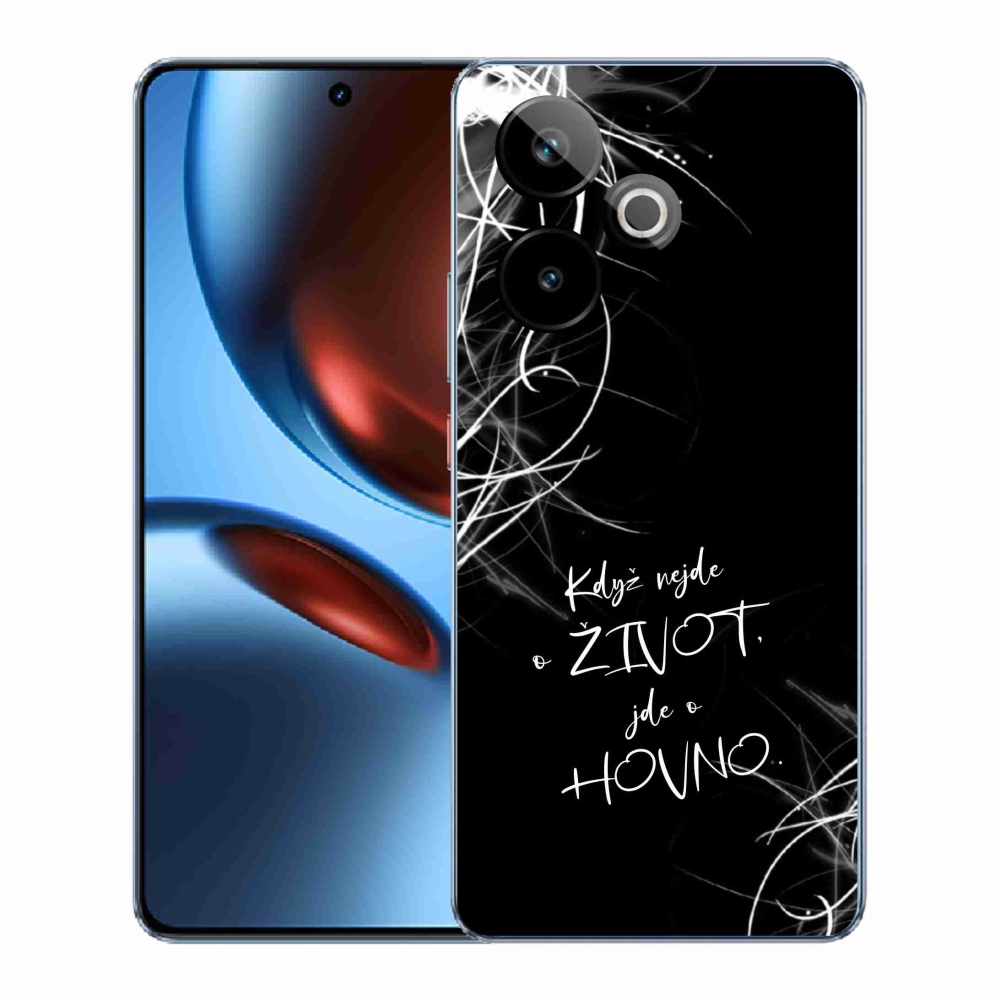 Rugalmas gél tok mmCase képzeletbeli Realme GT 7 5G/GT 7T 5G - vicces szöveg 16 fekete háttérrel