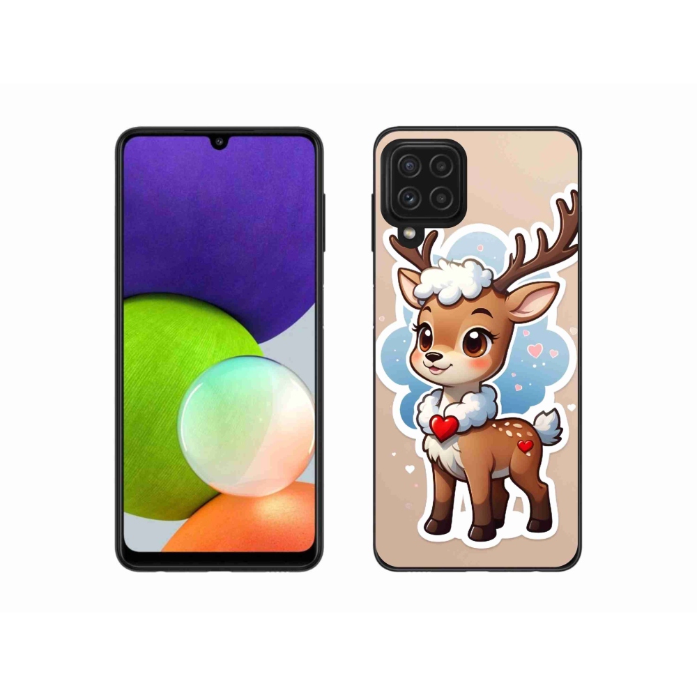 Gél borítás mmCase Samsung Galaxy A22 4G - rajzfilm rénszarvashoz