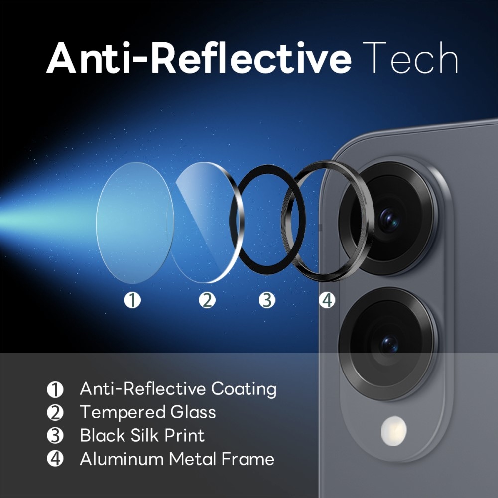 NORTHJO kamera lencse üveg Samsung Galaxy S25 Edge készülékhez (különálló szemüveg) - fekete