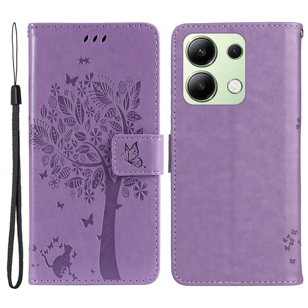 Fák könyv tok Xiaomi Redmi Note 13-hoz - világos lila