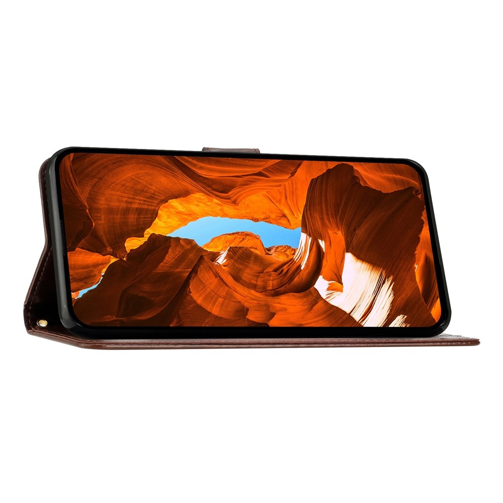 Virágok könyvtáska iPhone 17 készülékhez - barna