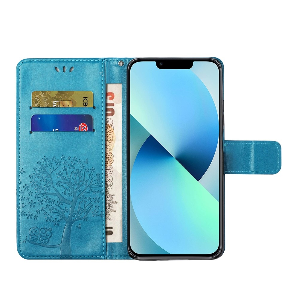 Fás könyv tok iPhone 15 Pro Max készülékhez - kék