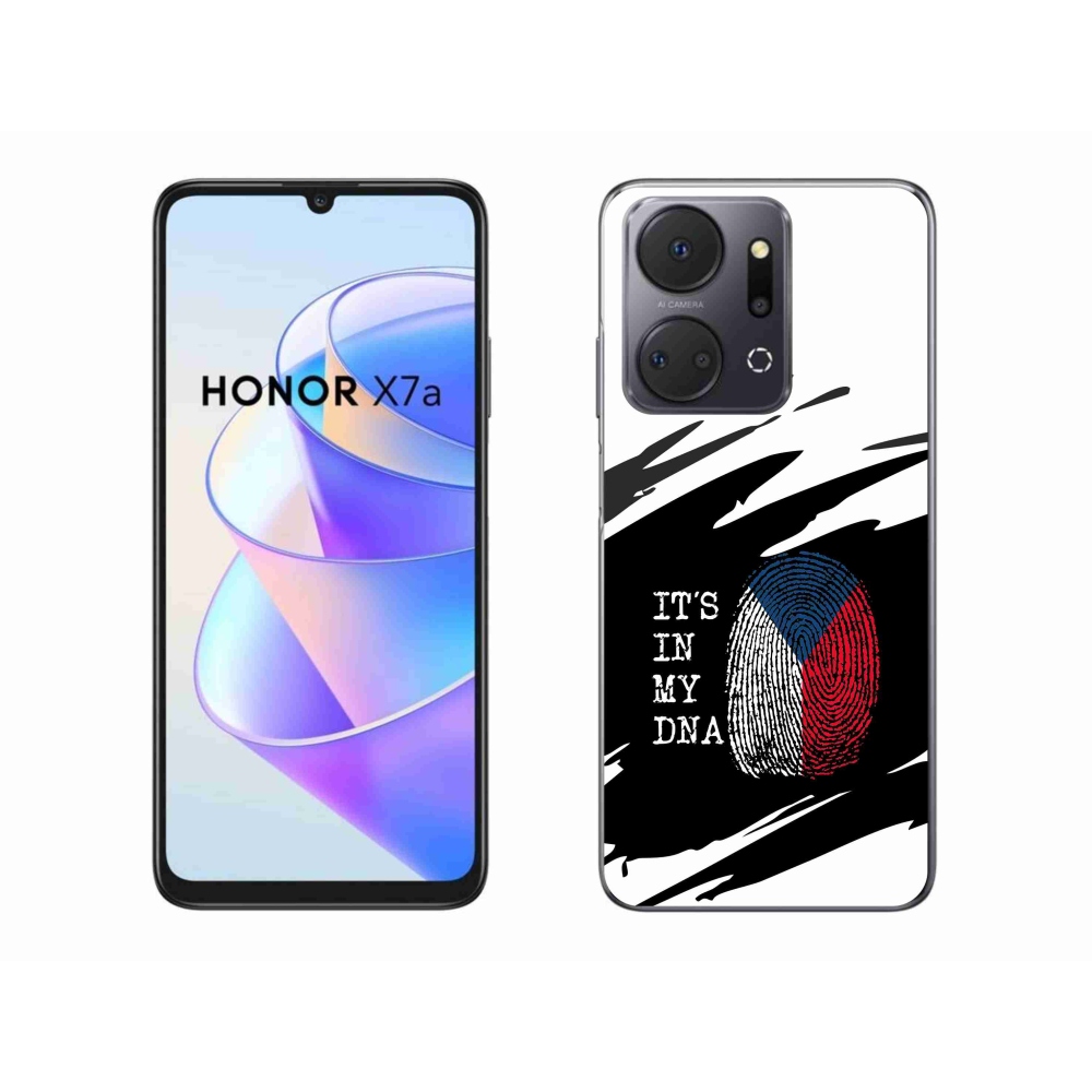 Gél borító mmCase a Honor X7a számára - zászlós ujjlenyomat fekete és fehér háttérrel