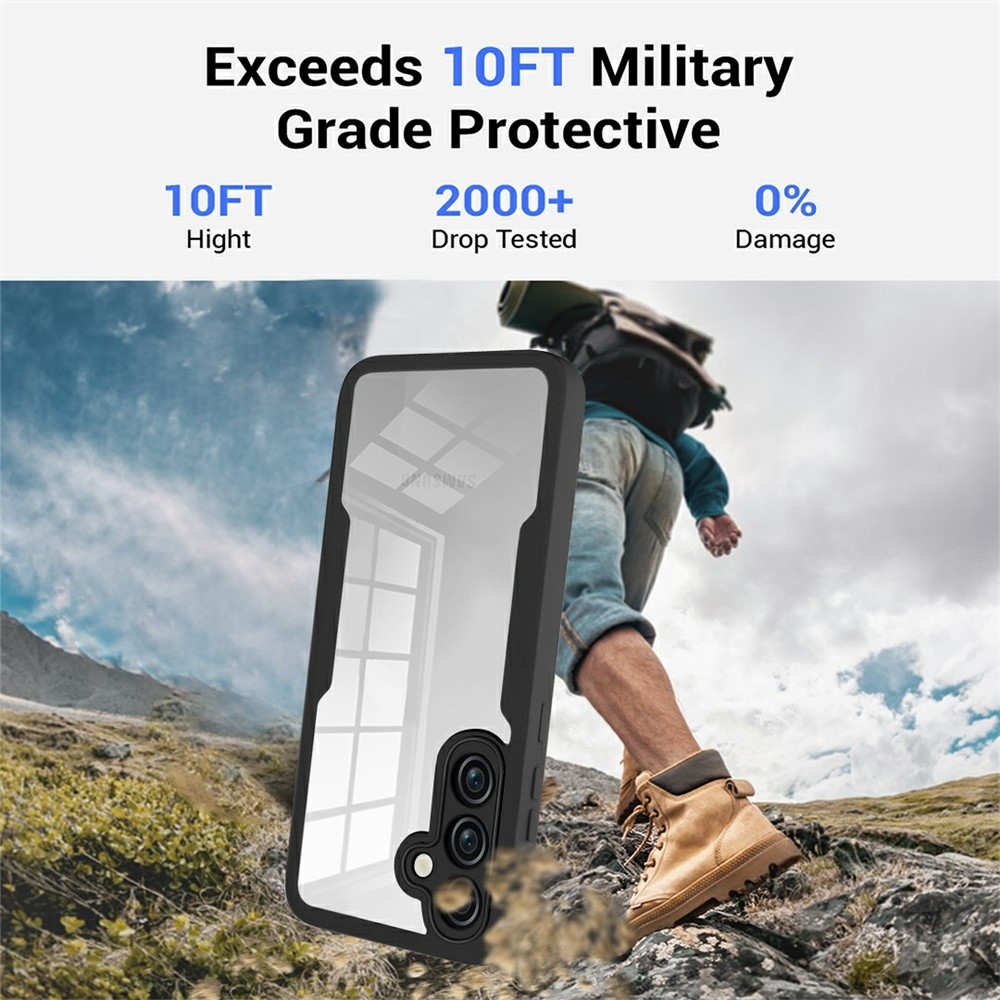 Akril zselés tok Samsung Galaxy S25 FE képernyővédő keretével - fekete