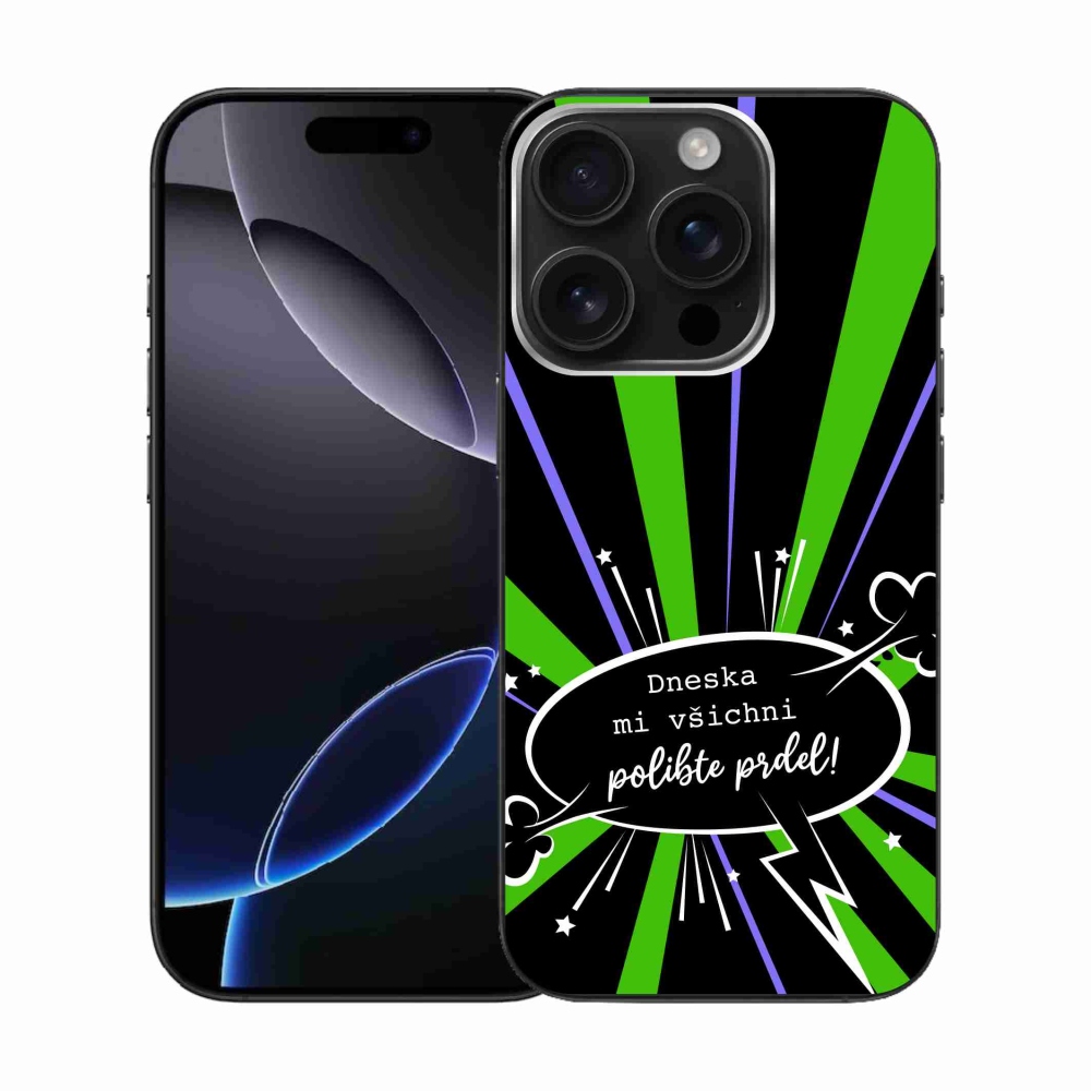 Gél borítás mmCase iPhone 16 Pro készülékhez - vicces szöveg 15 fekete háttér