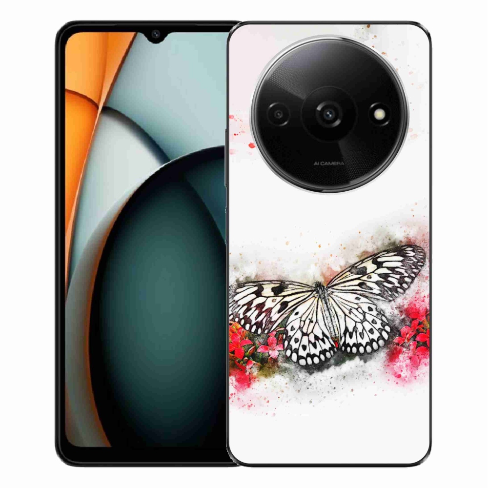 Gél borítás mmCase a Xiaomi Redmi A3-hoz - fekete-fehér pillangó