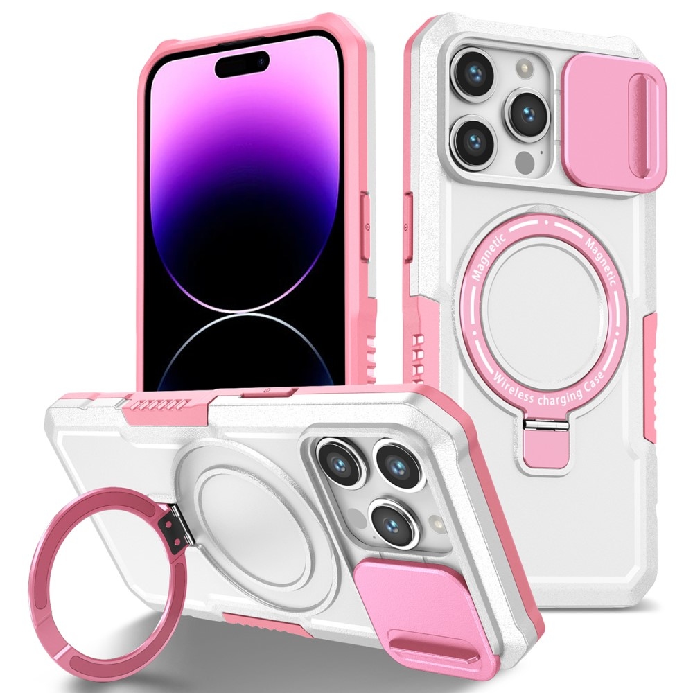 Katonai tartós védőburkolat MagSafe-vel iPhone 14 Pro Max készülékhez - rózsaszín/fehér
