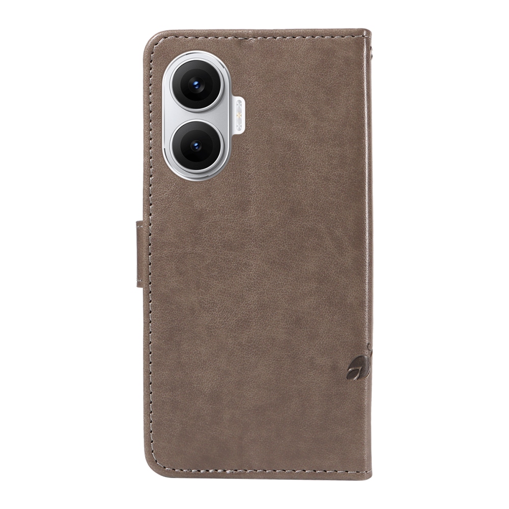 Virágok könyv tok a Xiaomi Poco F7 5G-hez - szürke