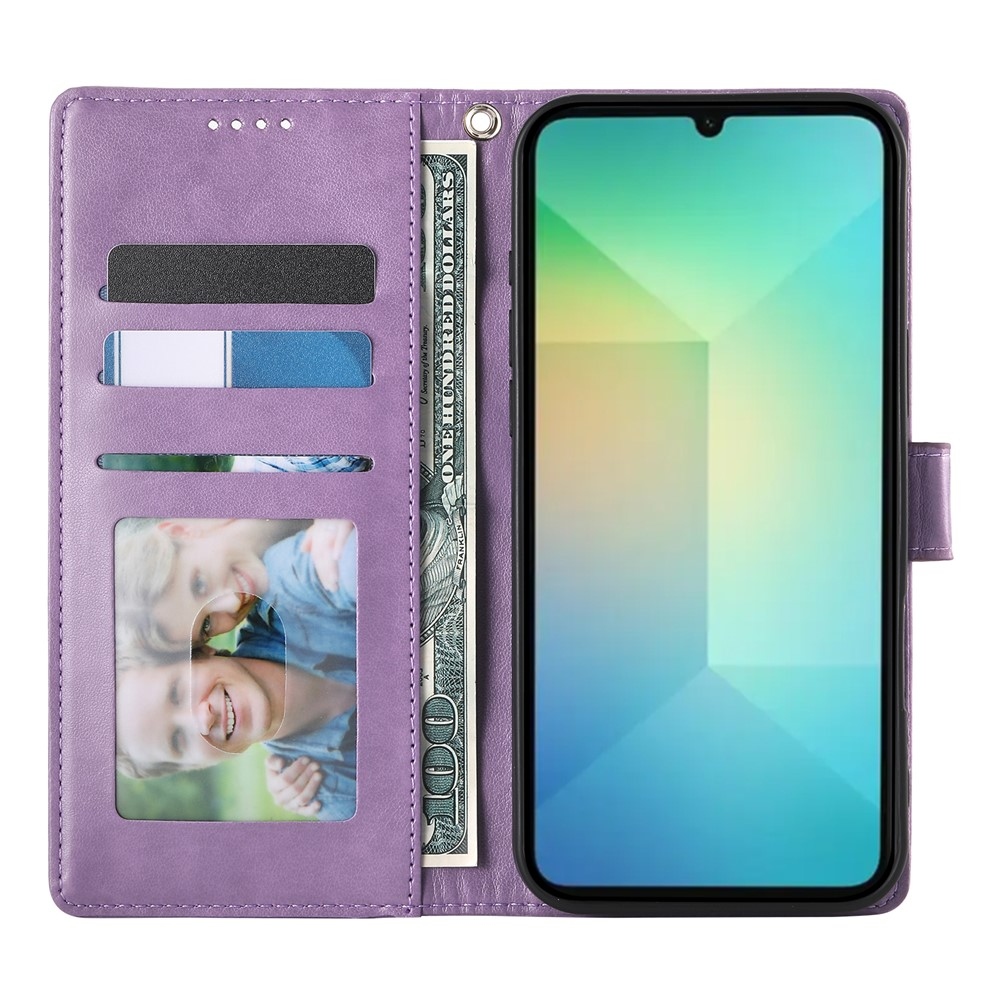 Virágos könyves tok Samsung Galaxy A07 4G készülékhez - lila