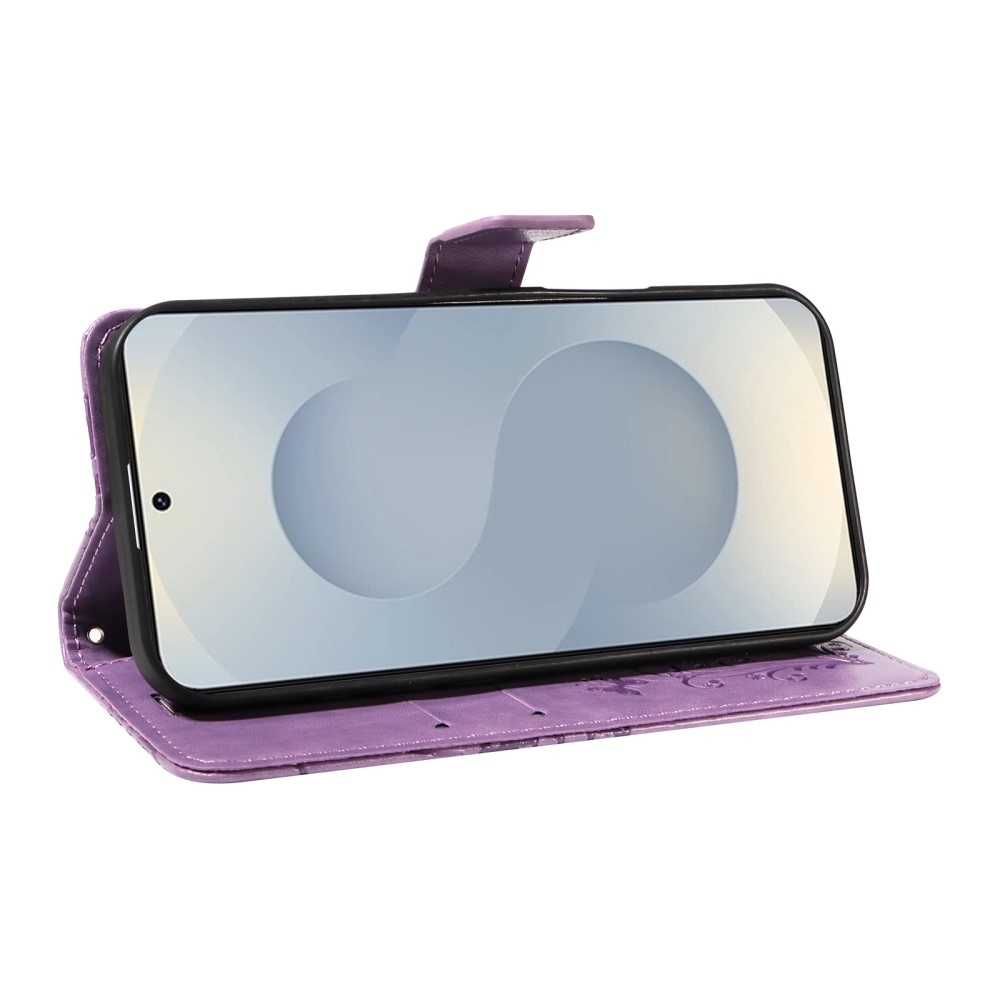 Nagy pillangó könyv tok Samsung Galaxy S25 Edge készülékhez - lila