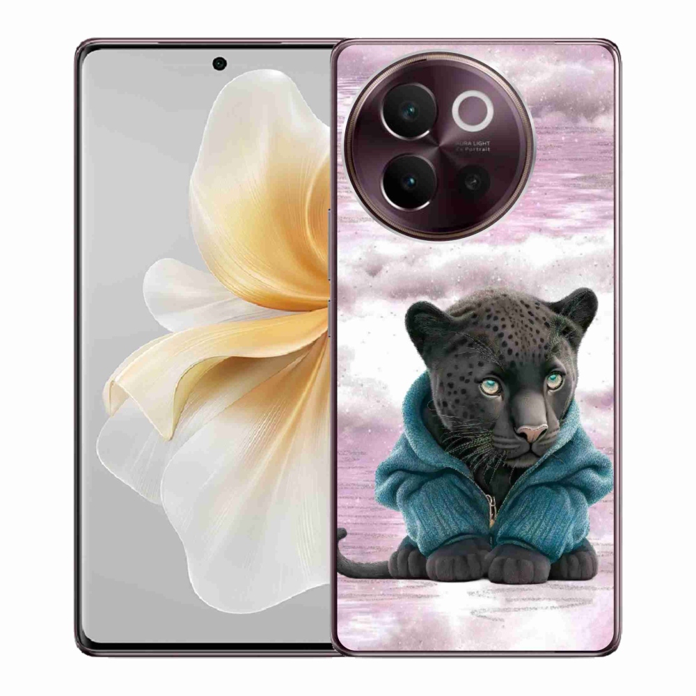 Gél borítás mmCase a Vivo V40 Lite 5G készülékhez - fekete párduc pulóverben
