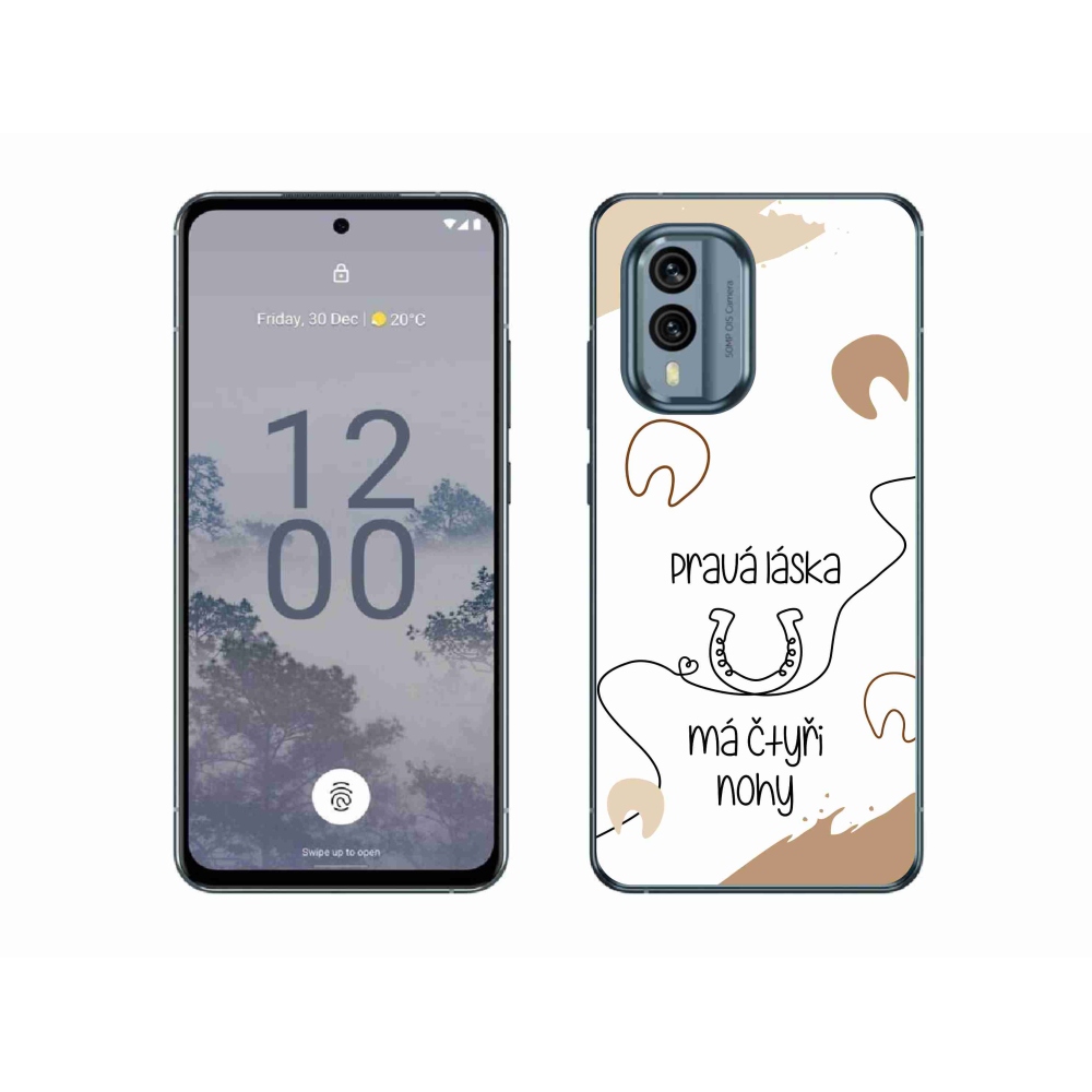Zselés borító mmCase a Nokia X30 5G készülékhez - ló motívum fehér háttérrel
