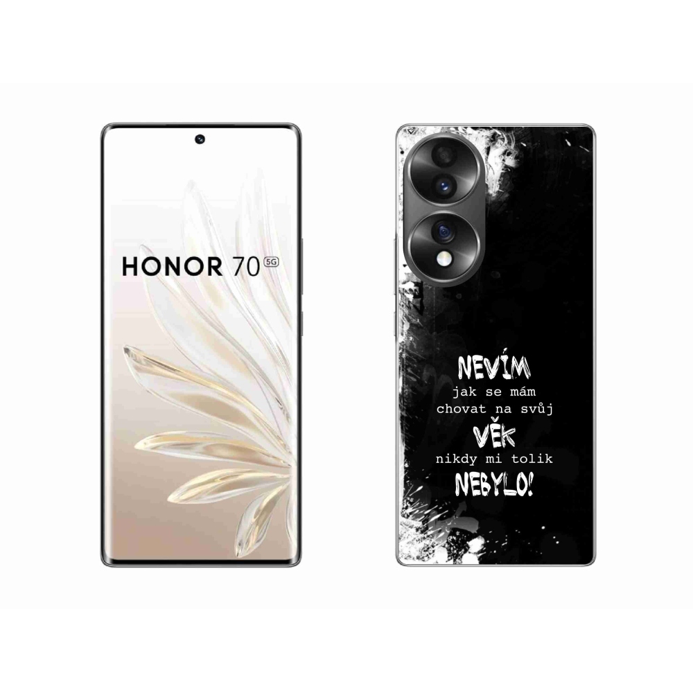 Gél borító mmCase a Honor 70 készülékhez - vicces szöveg 14 fekete háttér