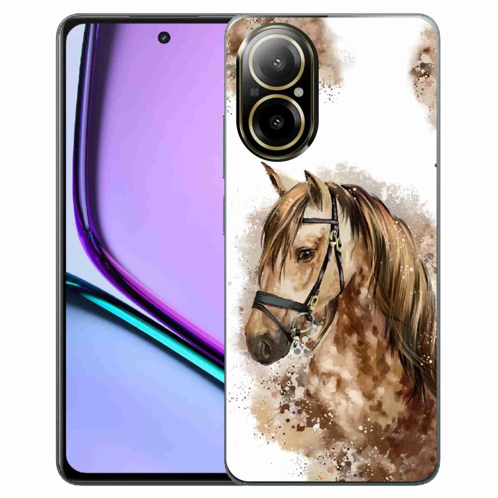 Zselés borító mmCase a Realme C67 készülékhez - barna rajzfilm ló