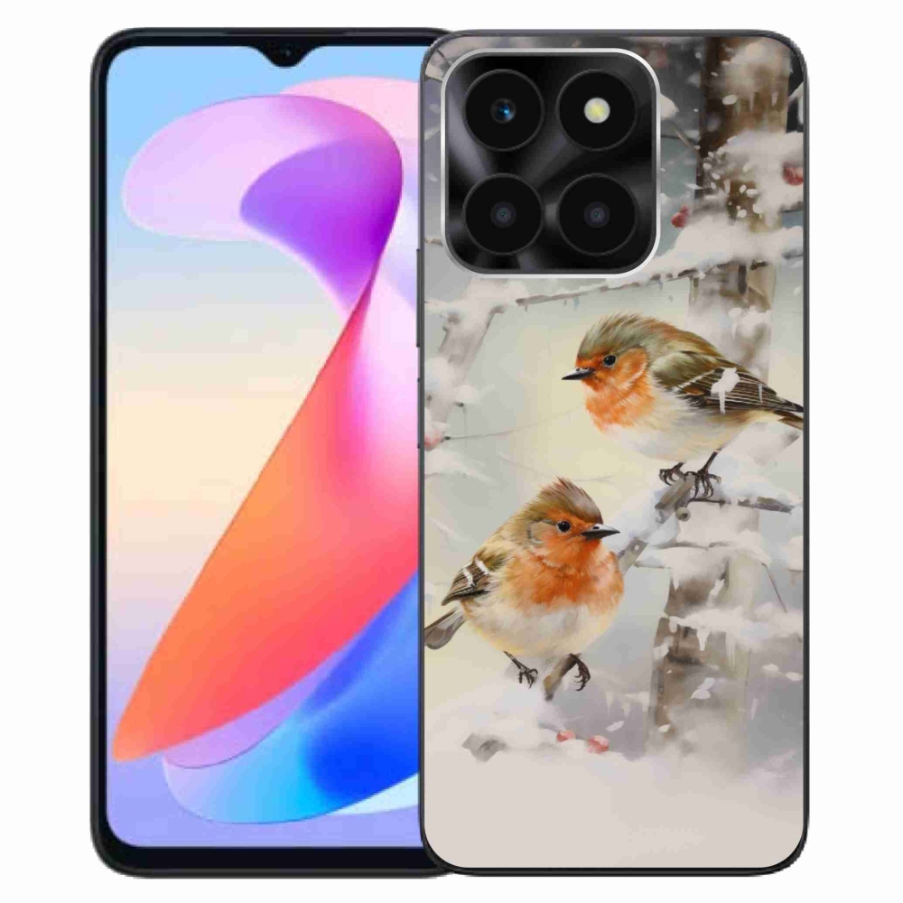 Zselés borítás mmCase a Honor X6a számára - madarak télen