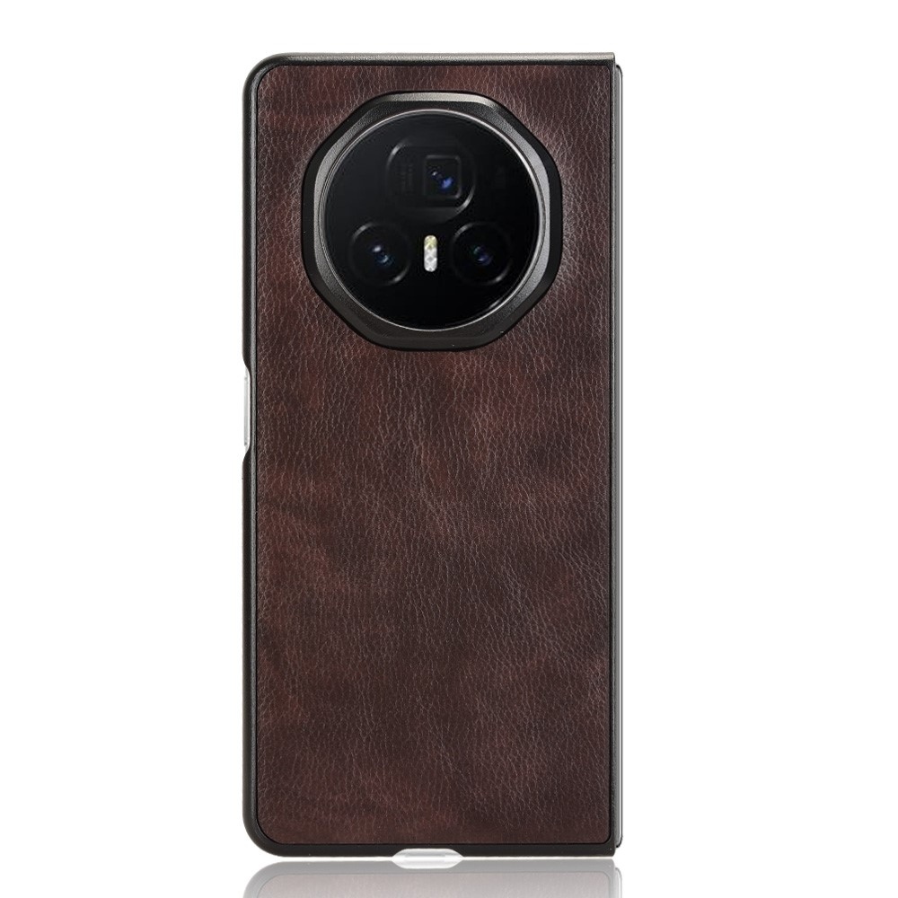 Textúrás műanyag tok műbőrrel Honor Magic V3-hoz - barna