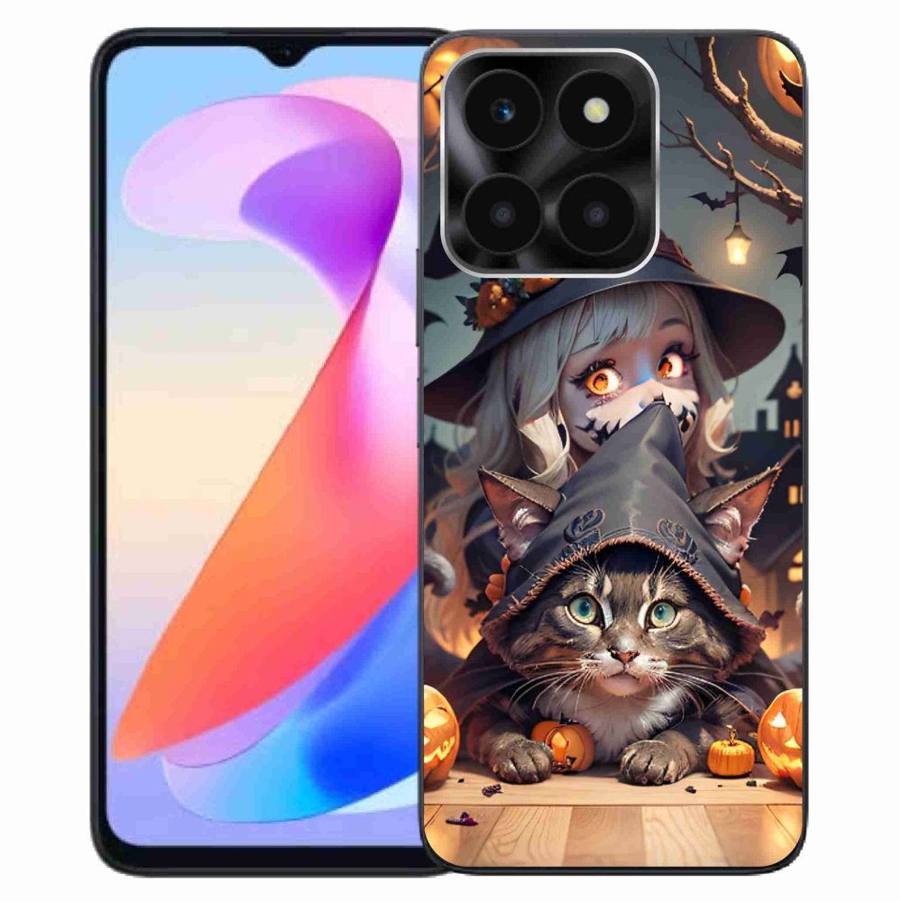 Zselés borítás mmCase a Honor X6a számára - boszorkány macskával