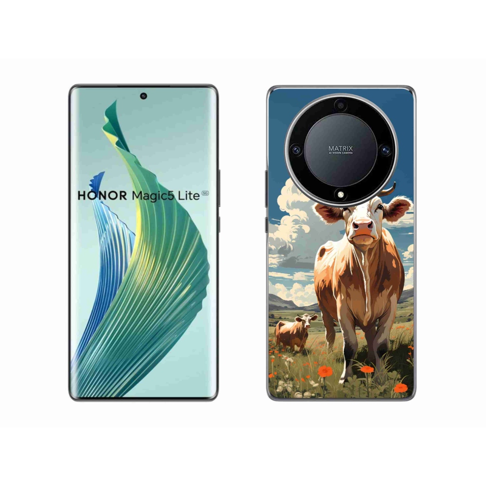 Zselés borítás mmCase a Honor Magic 5 Lite 5G számára - tehenek a réten