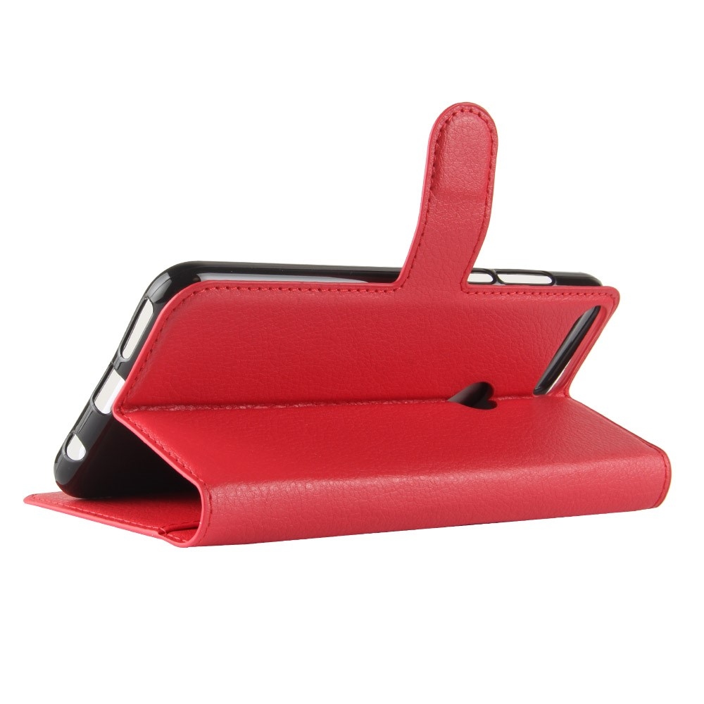 Litchi könyv tok a Huawei Y7 Prime (2018)/Honor 7C számára - piros színű