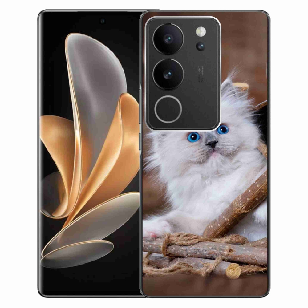 Gél borítás mmCase a Vivo V29 5G-re - fehér cica