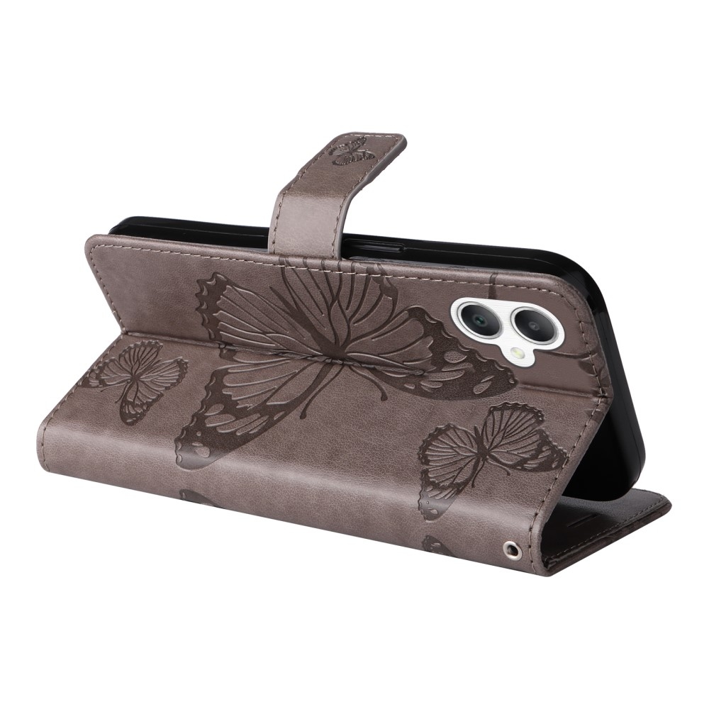 Nagy pillangó könyv tok Samsung Galaxy A06 4G készülékhez - szürke