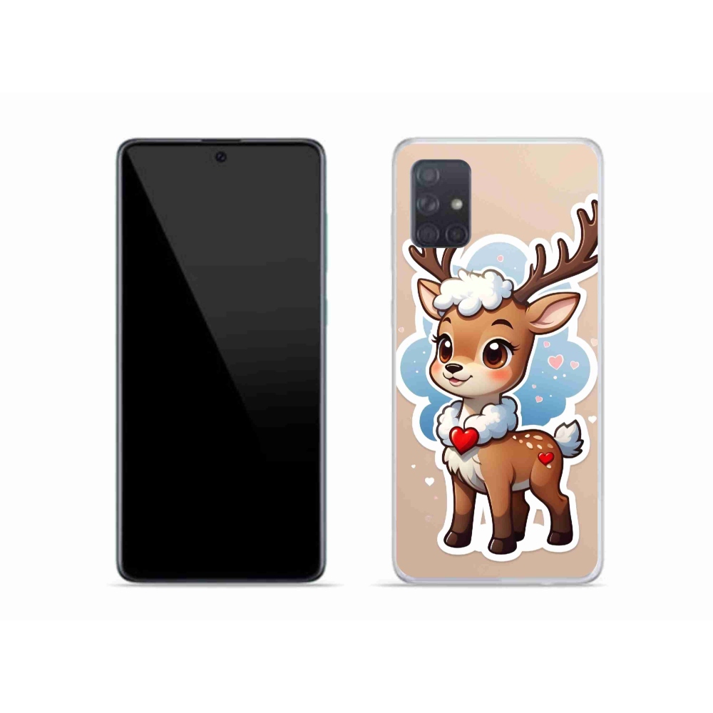 Zselés borítás mmCase Samsung Galaxy A51 készülékhez - rajzfilm rénszarvas