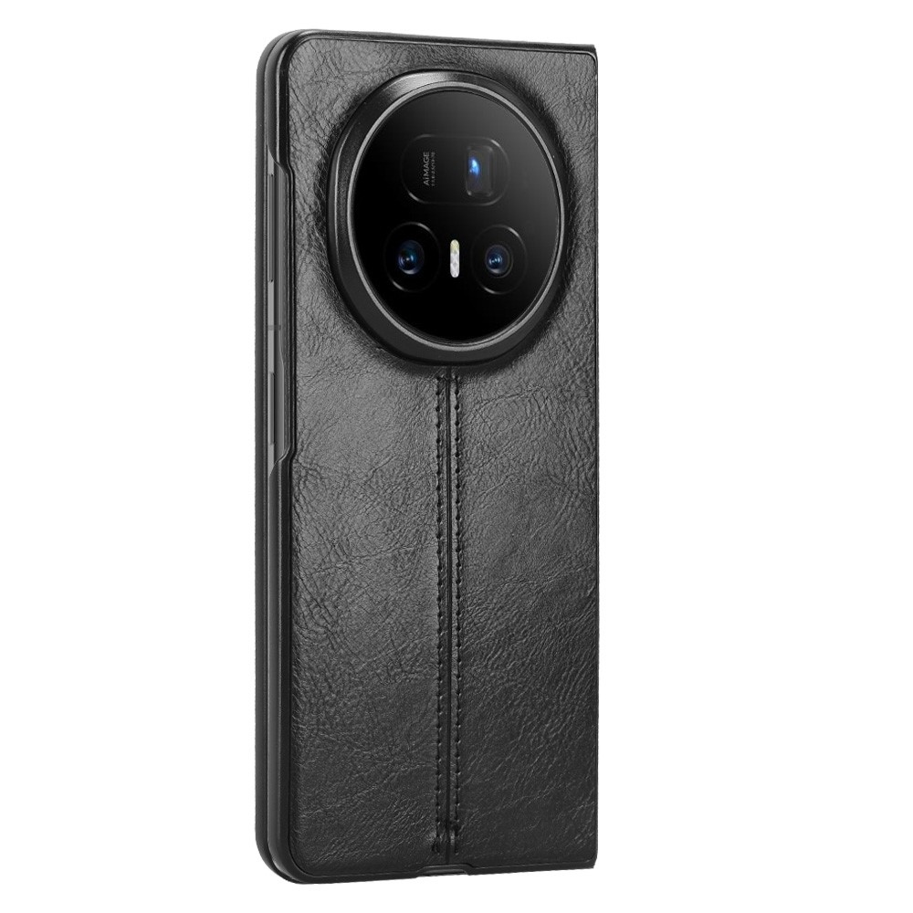 Stitchi műanyag tok műbőrrel borítva Honor Magic V5 készülékhez - fekete